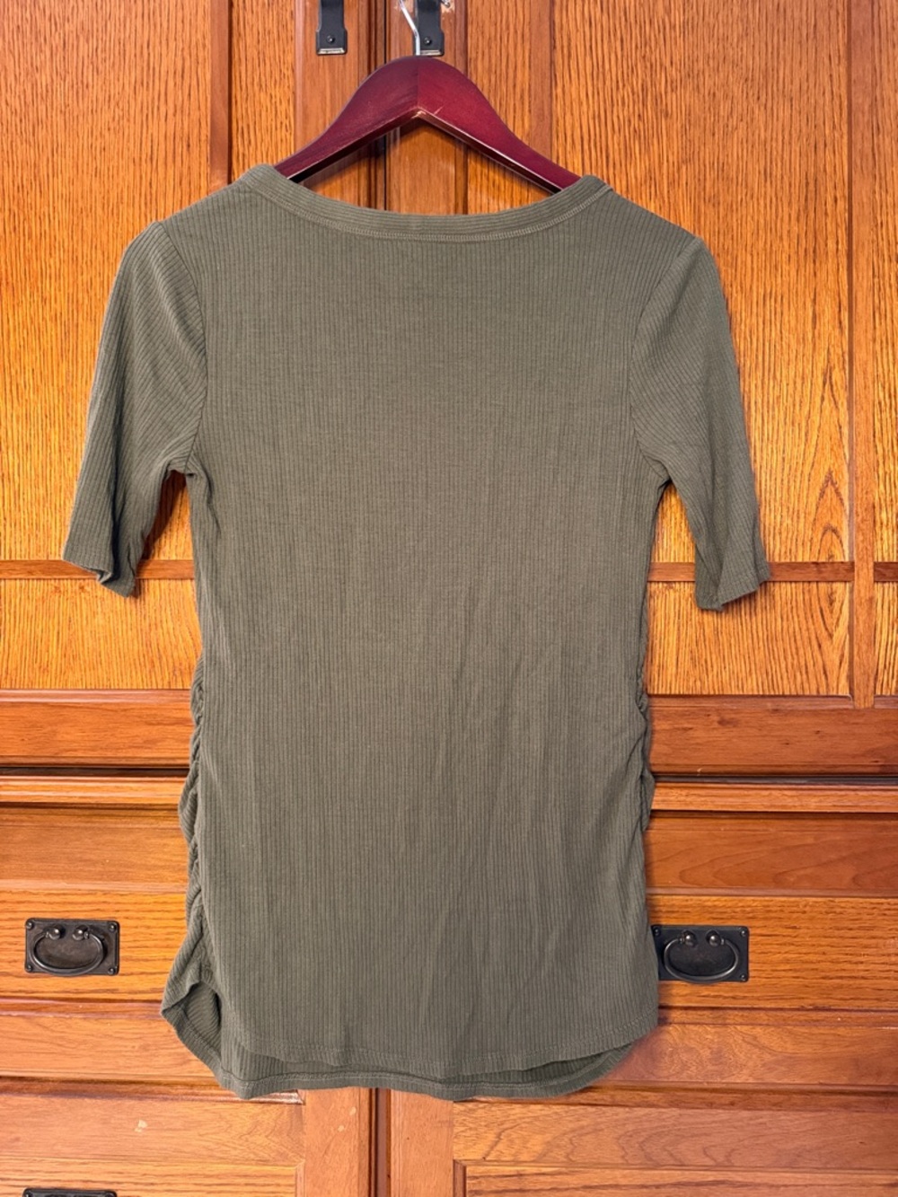 Isabel Maternity by Ingrid & Isabel V-Neck Ribbed Henley Grow-With-You Bump - Picture 2 of 6